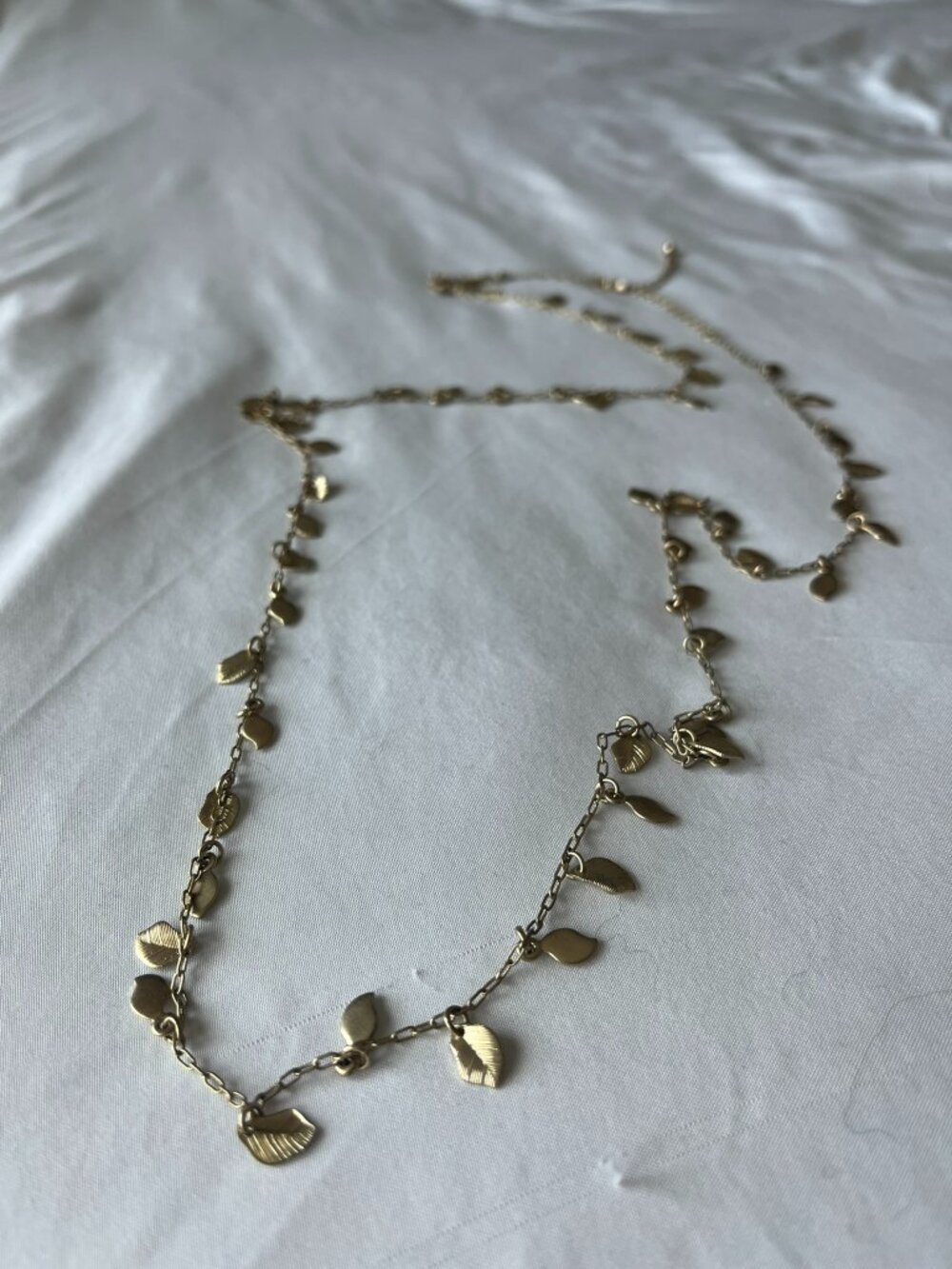 Long Gold Leaf Necklace